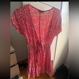 Red floral mini dress